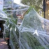 Hinapan Tela de araña decorativa de Halloween, 100 g, con 30 arañas...