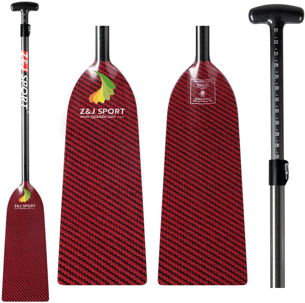 Z&J SPORT Dragon Boat Paddle Carbon Shaft Kevlar/Innegra Blade, IDBF Approved Paddle (110-132cm Adjustable)