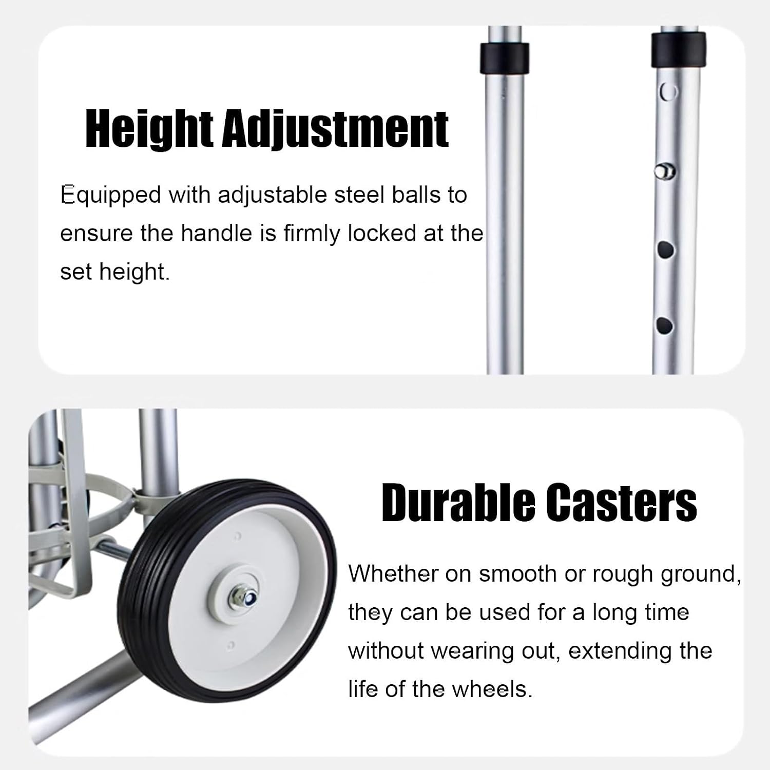 Adjustable Aluminum Alloy Oxygen Tank Holder Cart - 2-Wheel Rolling Dolly for 14.6cm (5.75") Gas Cylinders - Ideal for Home & Laboratory Use