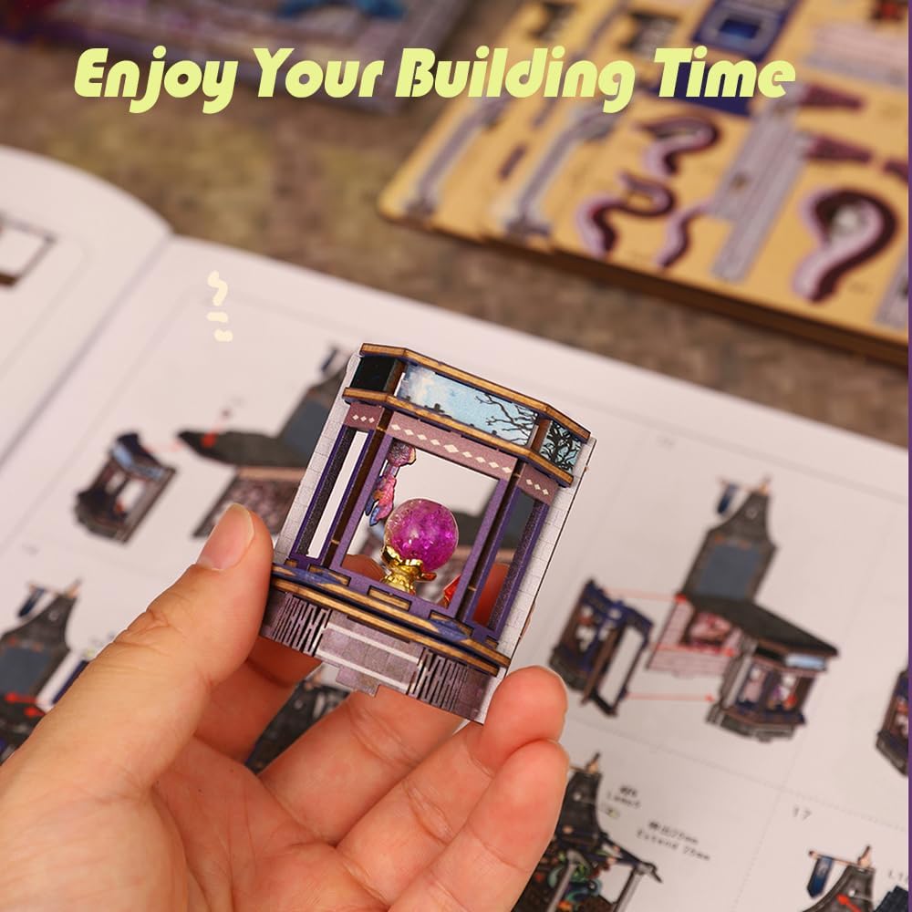 DIY Miniature House Kit, Dollhouse for Adults to Build, Wonderland Craft Building Model, Miniature Room Decor with Furniture & LED Light, Creative Gift for Family, Friends