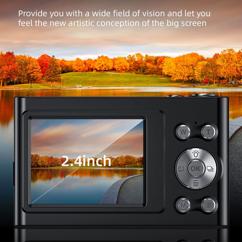 Andoer Fotocamera digitale 4K, fotocamera compatta da 48 MP, 2,4", zoom digitale, 16x, piccola fotocamera ricaricabile con scheda di memoria da 32 GB, studenti, adolescenti, bambini, argento