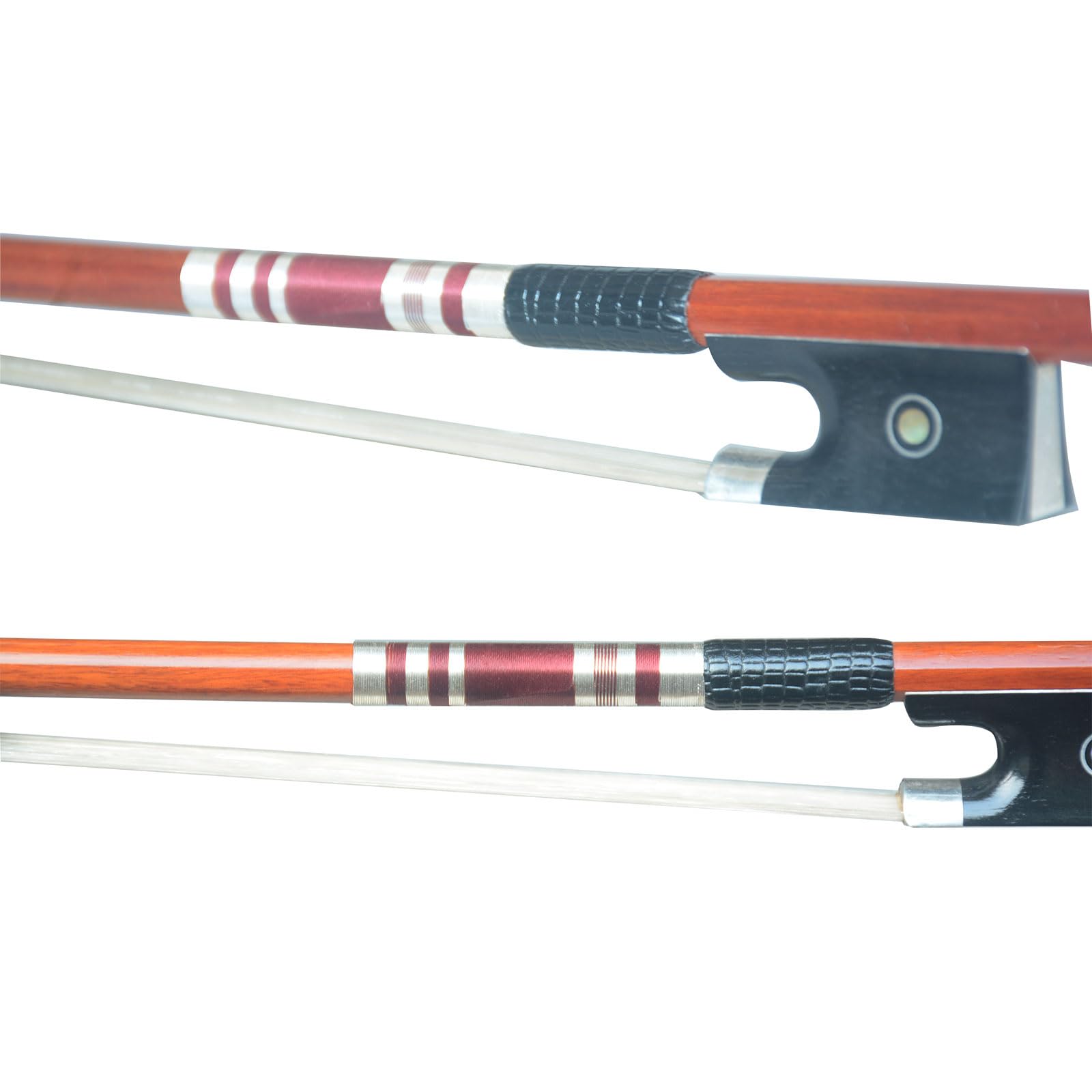 Yitamusic Fine Pernambuco Wood, Silver Mounted professional 4/4 Size violin bow Round shape 60-62G