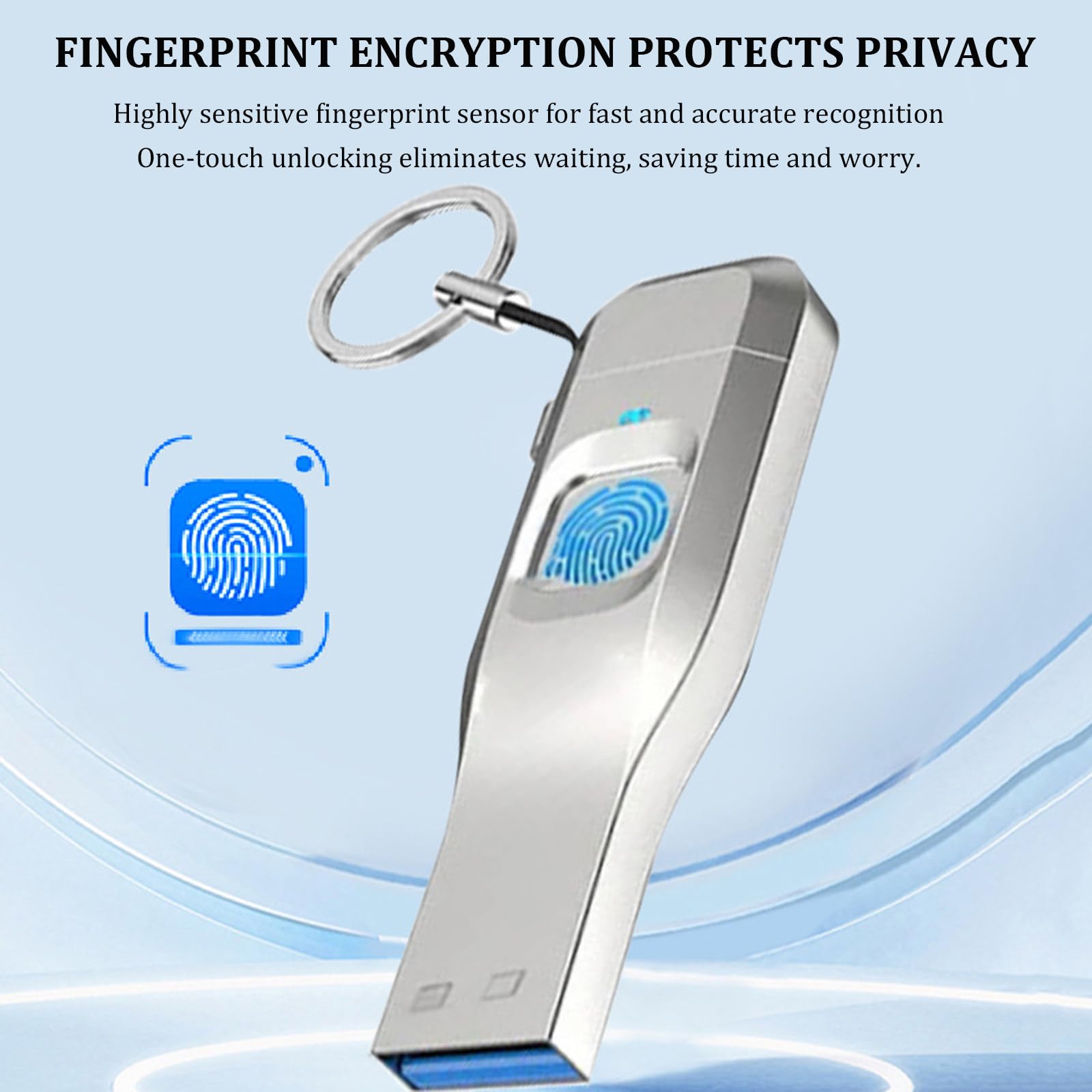 Chiavetta USB da 128 GB con Impronta Digitale, unità Flash USB 3.0 con Crittografia delle Impronte Digitali, Doppia Porta Type-C per Telefono, Computer, Tablet, 60 X 20 X 7 Mm