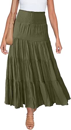 Women's Summer Elastic High Waist Boho Maxi Skirt
