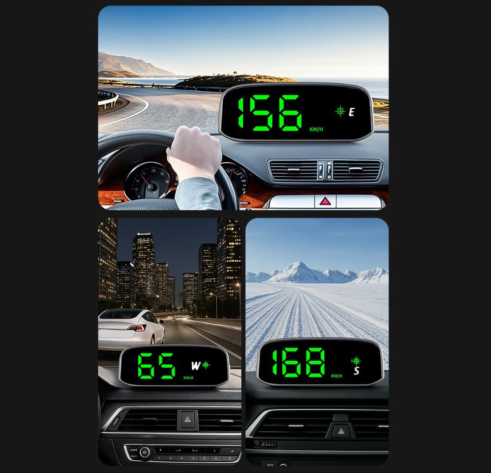 Compteur de vitesse solaire pour voiture, affichage tête haute, GPS et compteur de vitesse numérique avec détection de lumière intelligente HUD, noir, 11,5 x 4,5 cm