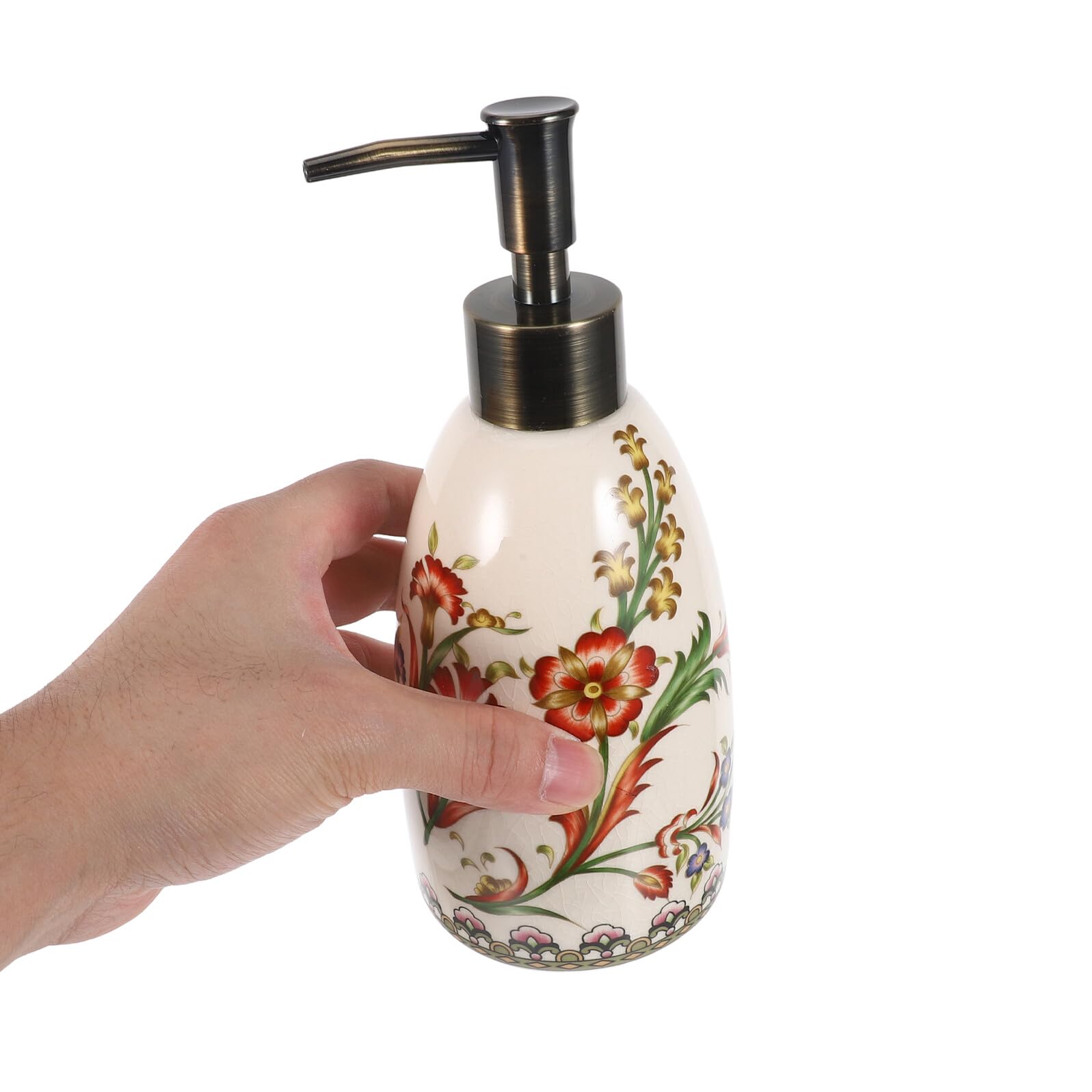jojofuny Dispensador de Jabón de Cerámica 450 Ml, Recargable, Diseño Ergonómico para Cocina y Baño, Recipiente Decorativo para Encimera