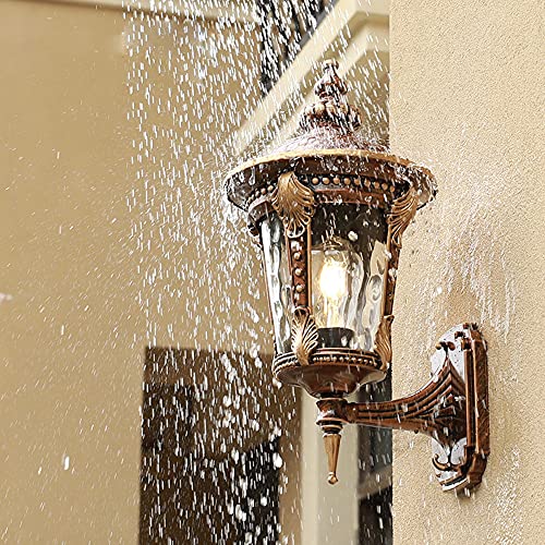 JORAsa Glass Lantern Wall Sconce Light Vintage Outdoor Waterproof Rustproof Wall Lamp Outside Decoration Aluminum Metal Wall Lantern for Corridor Villa Patio Garden (Style C-48cm) steampunk buy now online