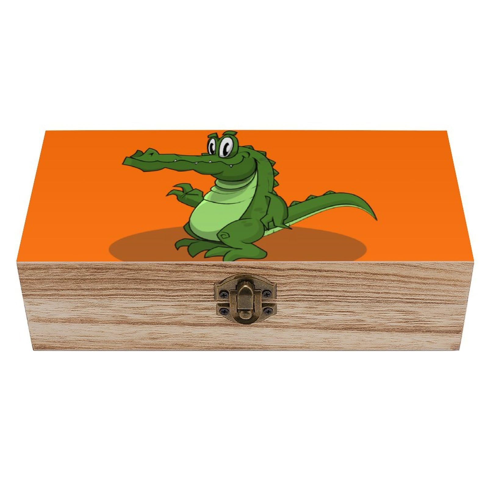 DWVTSLH Crocodile Wooden Storage Box Locked Wood Gift Box Decorative Keepsake Boxes Storage Bins, Memory Boxes for Pictures, Jewelry Organizer Unique Gift Ideas for Men Women