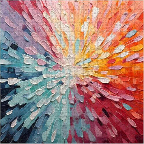 Image of iDream 1000 Pieces Jigsaw Puzzle - Artistic 3D Design, Colorful Wall Decor, Challenging Puzzle Gift for Friends & Family (Color Explosion)