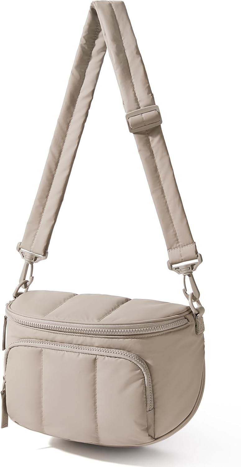 BAGSMART Puffer Crossbody Bum Bags for Women, Small Cross Body Purses for Women Travel & Work, Quilted Water-resistant Hobo | 4L, Quilted, Puffy, Mom, Everyday bag