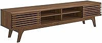 Modway Render 70" Mid-Century Modern Walnut TV Stand - Low Profile Media Console for TVs up to 78"