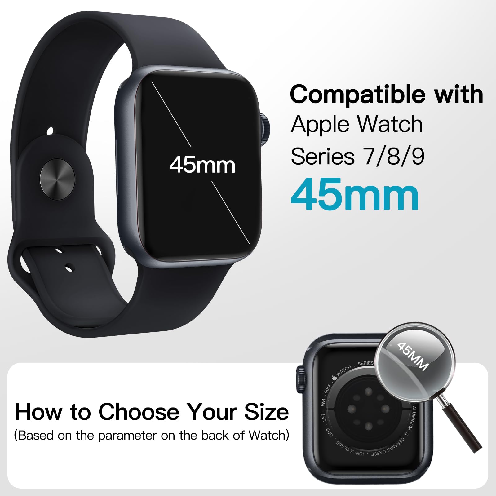 JETech Coque Étanche avec Protection D'écran pour Apple Watch Series 9 8 7 45mm, Film en Verre Trempé Intégré, Étui Housse de Protecteur Complète en PC Dur, Lot de 2 (Noir)