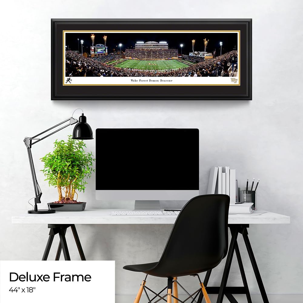 Wake Forest Football - 44x18-inch Double Mat, Deluxe Framed Picture by Blakeway Panoramas