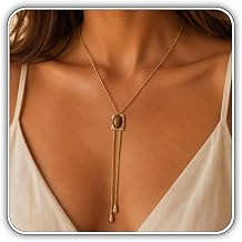 YANCHUN Bolo Tie for Women Tie Necklace Tiger Eye Pendant Y Necklace Adjustable Chain Long Necklaces Minimalist Fashion Accessories Womens Daily Wear Work Vacation Party Outfits Gift to her
