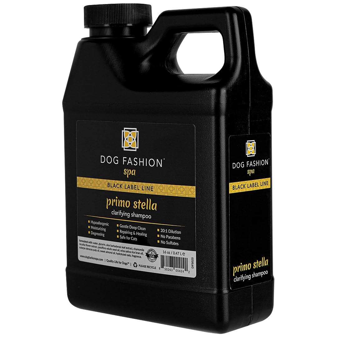 Dog Fashion Spa Stella Primo Dog Clarifying Shampoo – 16oz | Hypoallergenic and Moisturizing | Signature Stella Scent | Safe for Dogs & Cats | 20:1 Dilution, Made in USA