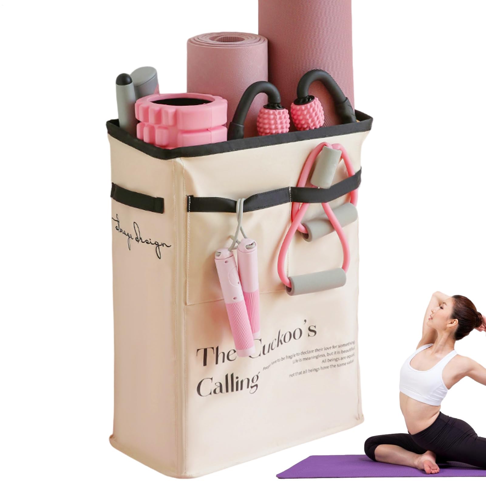Cesto Porta Tappetino Yoga, Organizzatore Per Tappetini Da Yoga, Cesto Di Stoccaggio Per Angolo, Facile Da Pulire, Per La Casa, Supports Per accessoris Per Rulli In Schiuma, Fasce Di Resistenza