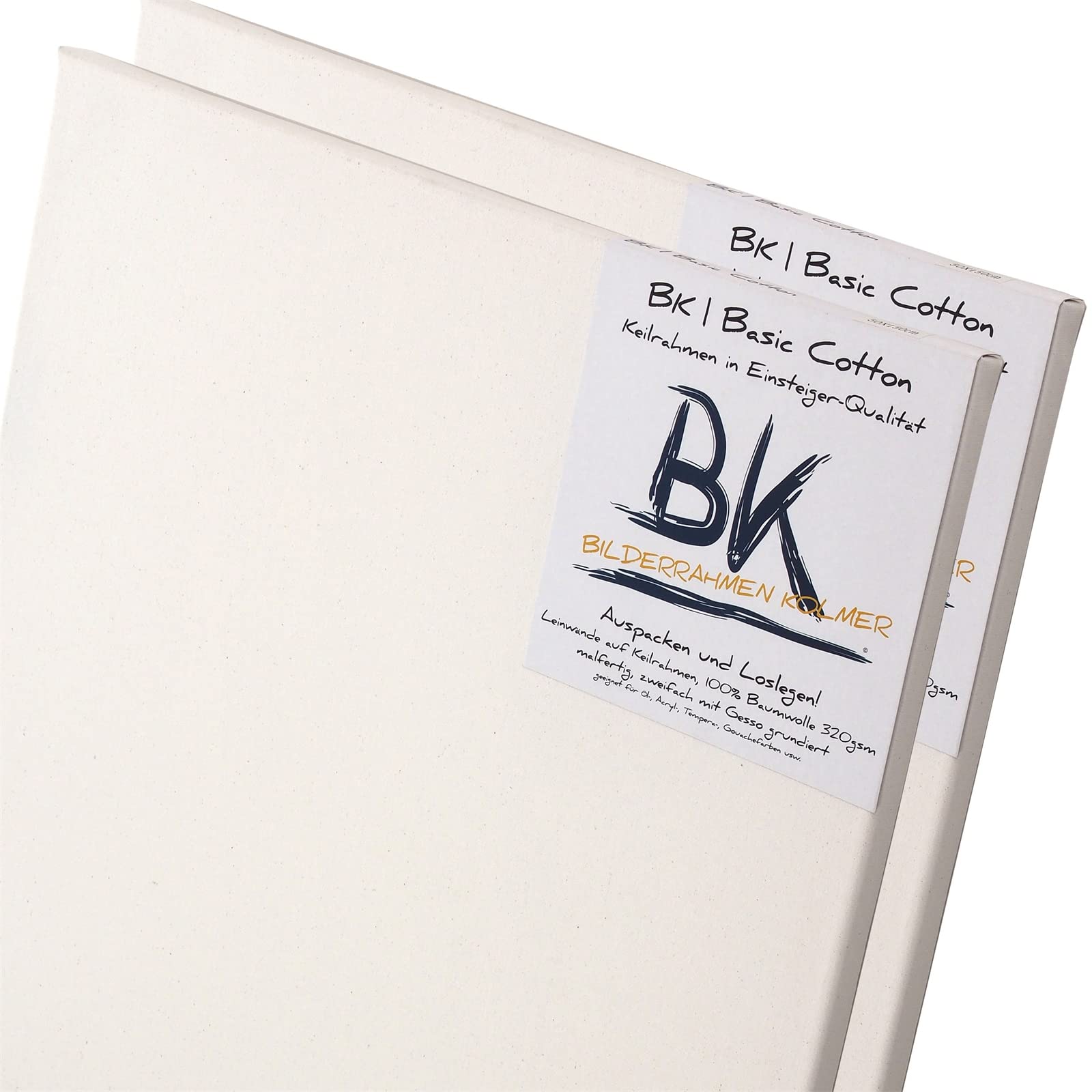 2 TOILES A PEINDRE B.K. BASIC | 50x150 cm, 100% coton, apprêt à peindre de qualité | châssis tendu prêt à peindre