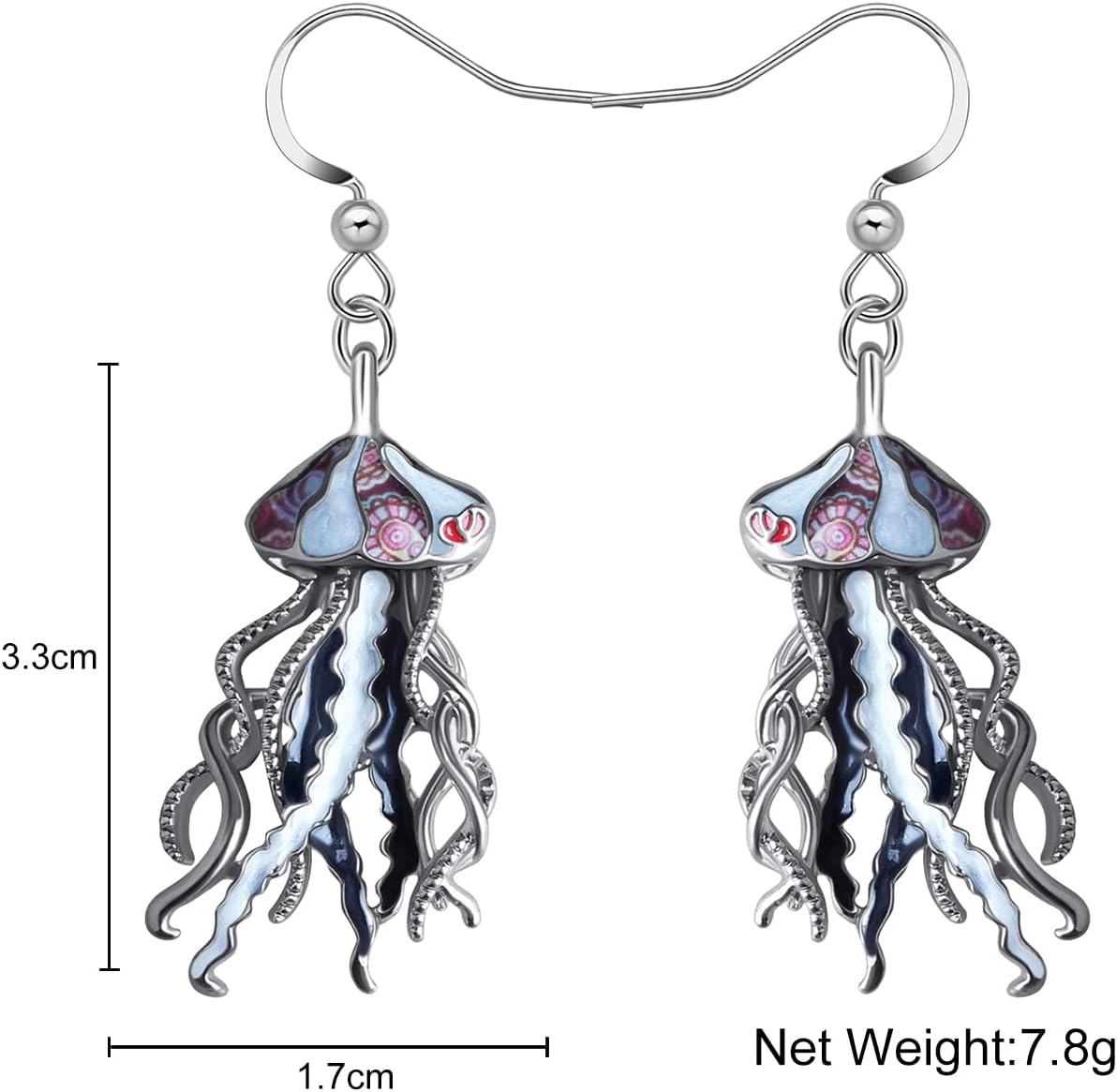 NEWEI Funny Enamel Whale Octopus Jellyfish Shark Earrings Seahorse Dangle Beach Jewelry for Women Hawaiian Gifts - Image 5