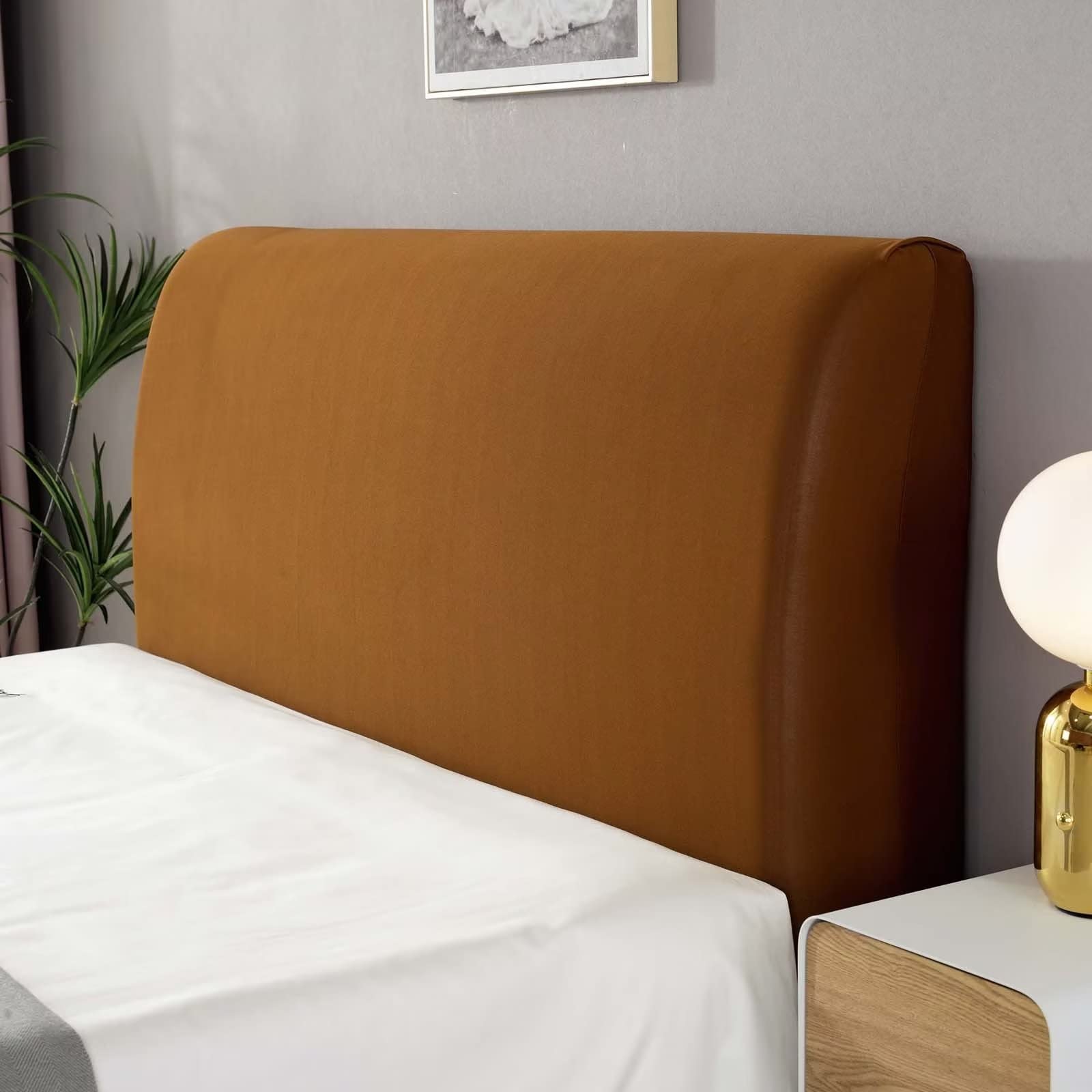 ZGLCQSGY Bed Headboard Covers,Headboard Covers for Double Bed/Small Double,All-inclusive Elastic Headboard Protection Cover,headboard covers 110-140cm(brown)