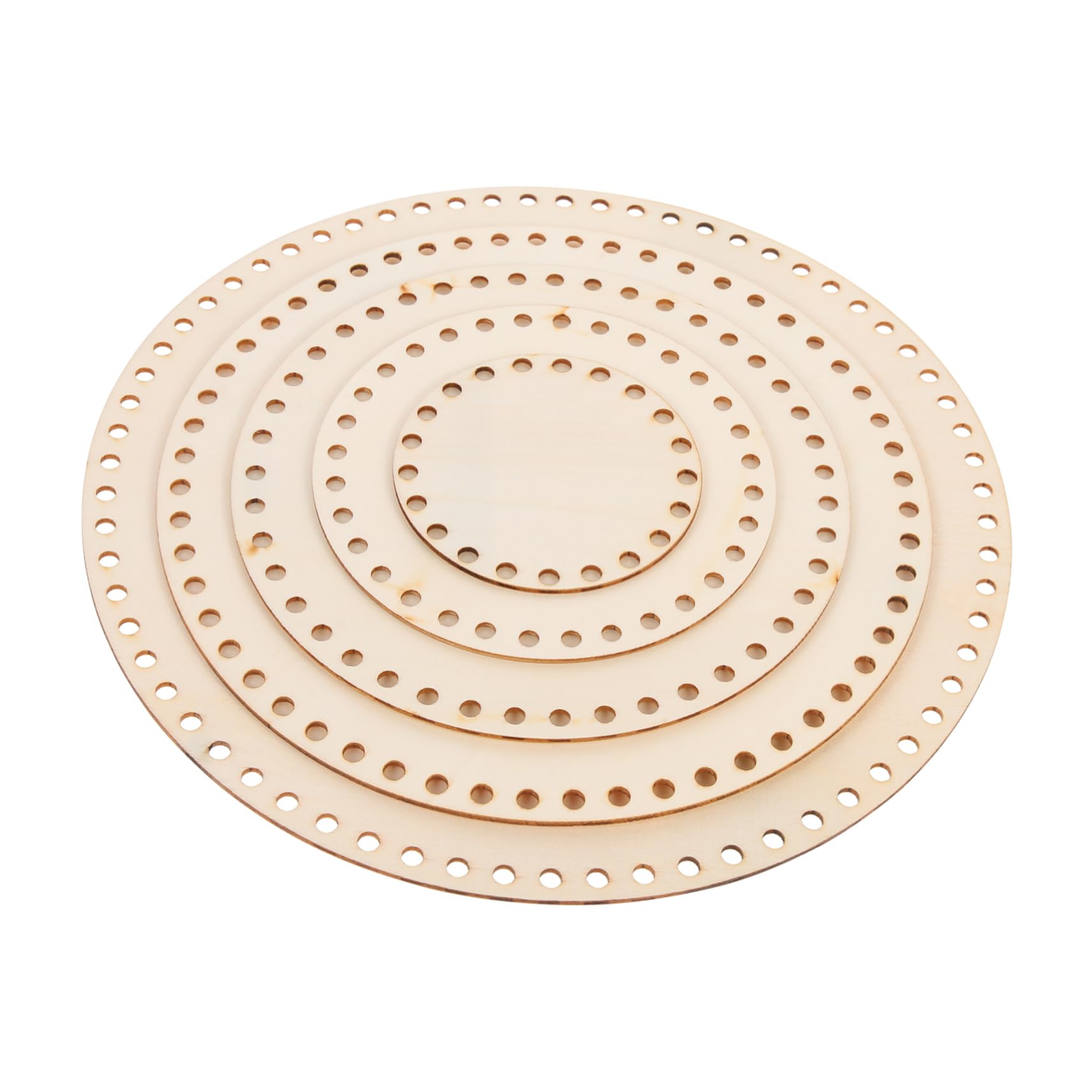 ARTIBETTER 5Pcs Wooden DIY Basket Base Round Cross Stitch Craft for Crochet Weaving for Handbag and Basket Making Easy to and Embellish