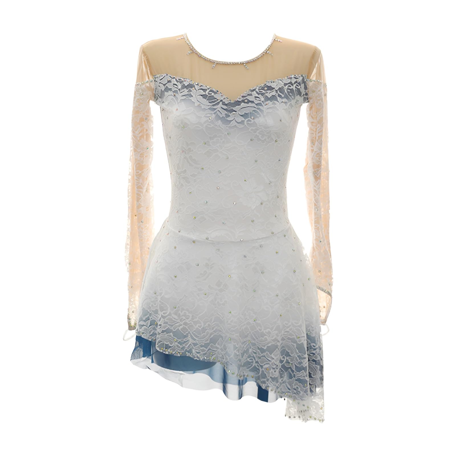 Vestido De Patinaje Artístico Sobre Hielo For Niñas Y Mujeres, Trajes De Práctica De Patinaje Sobre Hielo Profesional De Manga Larga For Espectáculo De Vacaciones