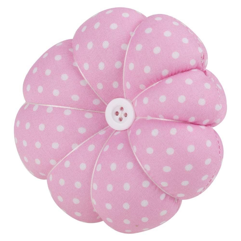 Pin Cushions, Wrist Pins Cushions with Elastic Strap Sewing Pincushion Pumpkin Pin Holder Wristband Needle Cushion for Sewing Needle Pincushions for Needlework Dots Print (Pink)