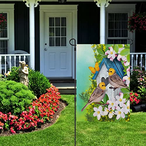 Welcome Garden Flags,Small Garden Flags,Summer Garden Flags For Outside,Burlap Vertical Garden Flags 12X18 Double Sided,Flower & Bird Pattern Yard Flags For Outdoor Home Decor #TOP2