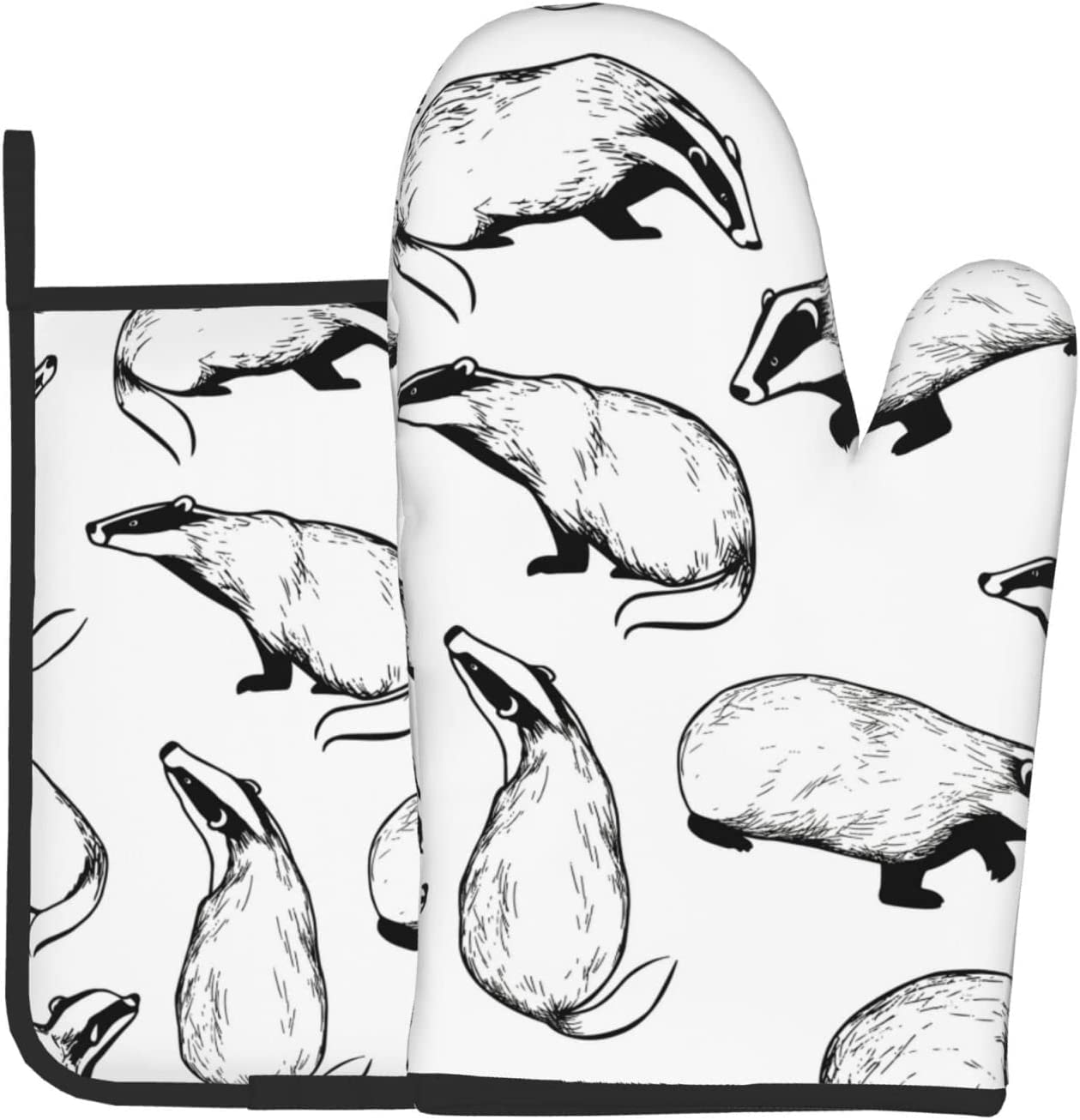 Wicron Badgers Oven Mitts And Pot Holders,Cooking Gloves, Heat Resistant Baking Mitts