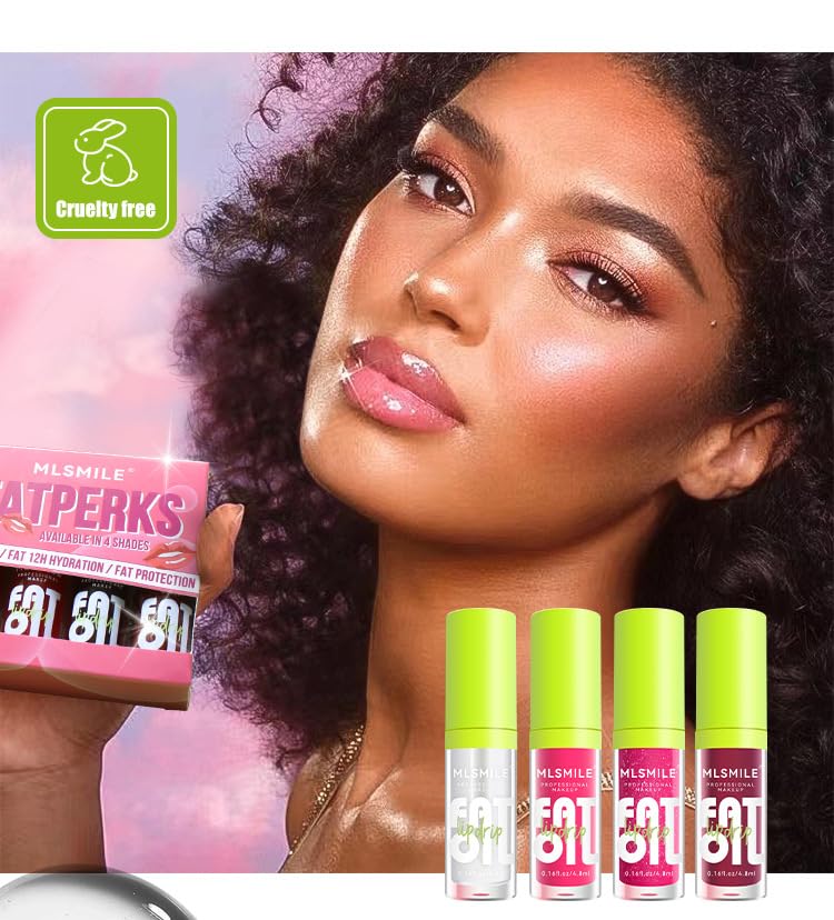 Miniatura 5 de 4 colores de aceite de labios esmalte de labios, cabeza de cepillo grande, aceite hidratante de brillo de labios, brillo de labios transparente