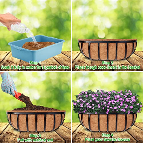 Legigo 4Pcs 24'' Natural Trough Coco Coir Liners Planter Replacement, Pre-Formed Window Basket Coconut Coir Fiber Liner For Garden Window Flower Box Pots, Fence Trough Planter, Wall Planter Basket #TOP3