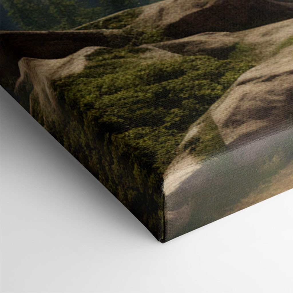 Canvas for Living room. Majestic Brown Bear's Journey Across Rugged Wilderness, 27 x 18 inch Canvas Wall Art - Ready to Hang - 69x46 cm (27x18 inch)