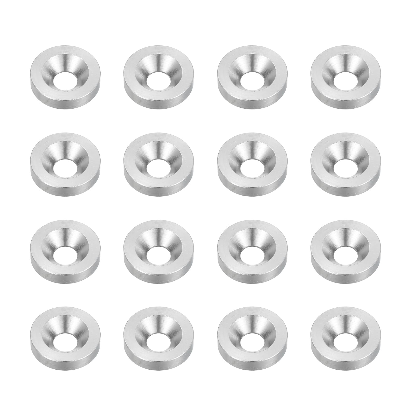sourcing map 16 Pcs M5 Finish Countersunk Washer, 3.5x16mm 304 Stainless Steel Counterbore Head Washers Gaskets Shim for Mechanical Accessories Parts, Silver