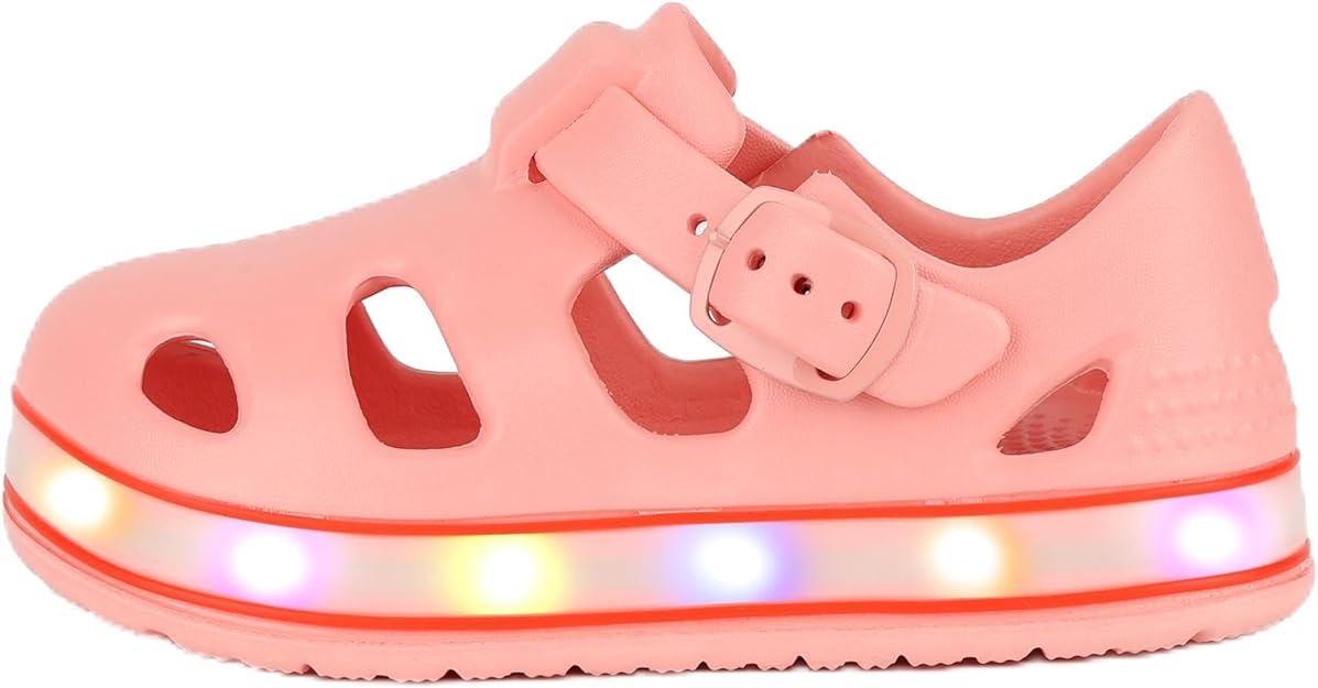 Toddler Wide Toe Box Sandals With Light-Up Feature & Adjustable Strap