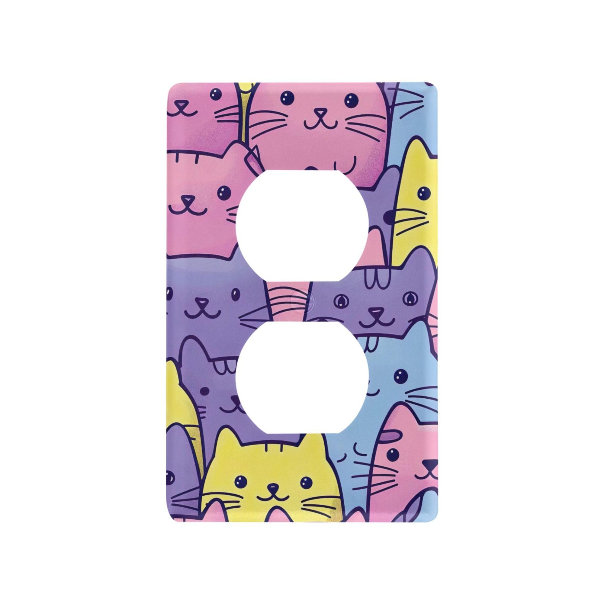 xigua Duplex Outlets Wallplate Cartoon Cats Switch Wall Plate Cover,Decorative Outlet Cover Switch Cover for Home Office Bedroom 4.53