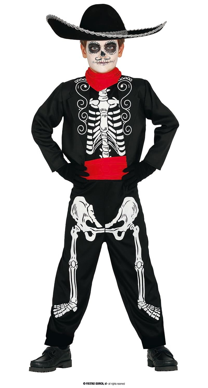 FIESTAS GUIRCA Mexican Skeleton Boys Fancy Dress Costume - Mariachi Day of the Dead Suit - Boys Halloween Costumes Age 3-4 Years