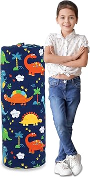 Stuffed Animal Storage Bean Bag Chair Cover Cylinder, No Filler, Large Size Toy Box Storage Organizer, YKK Zippers Soft Cotton Canvas, Playing Sitting Boxing Gaming, Best Gift for Kids