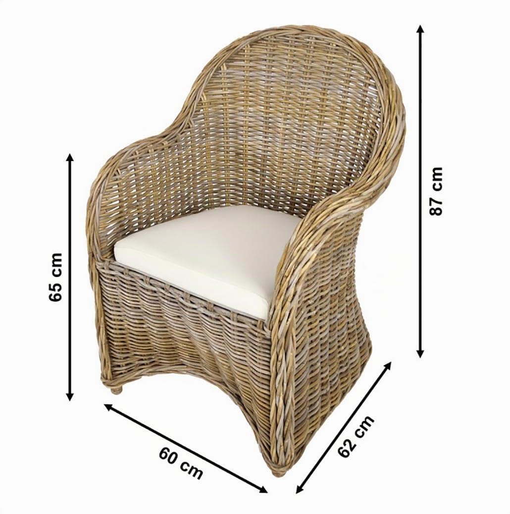 Kobolo Rattansessel Boston NEW Korbsessel aus Rattan 60x62x87 cm Grau