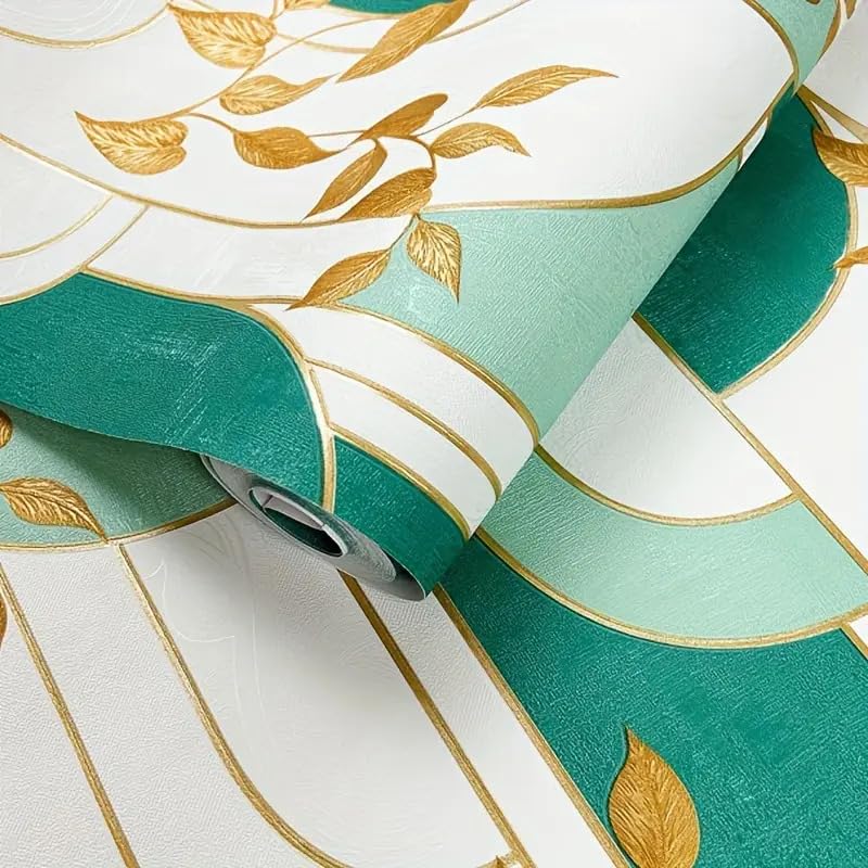 Image of FOKRIM Wallpaper Walls Sticker Waterproof Self Adhesive Green Leaf Wallpaper - Peel and Stick Wall Sticker for Home Office Bedroom Kitchen Furniture Decor - 45x300cm Removable PVC Roll (Pack of 1)