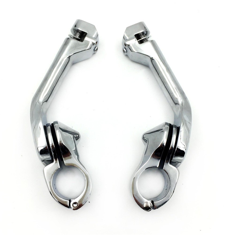 Buy HTT Kit 112 Chrome 5" Long Angled Adjustable Highway Foot Peg Kit For Harley Low Rider
