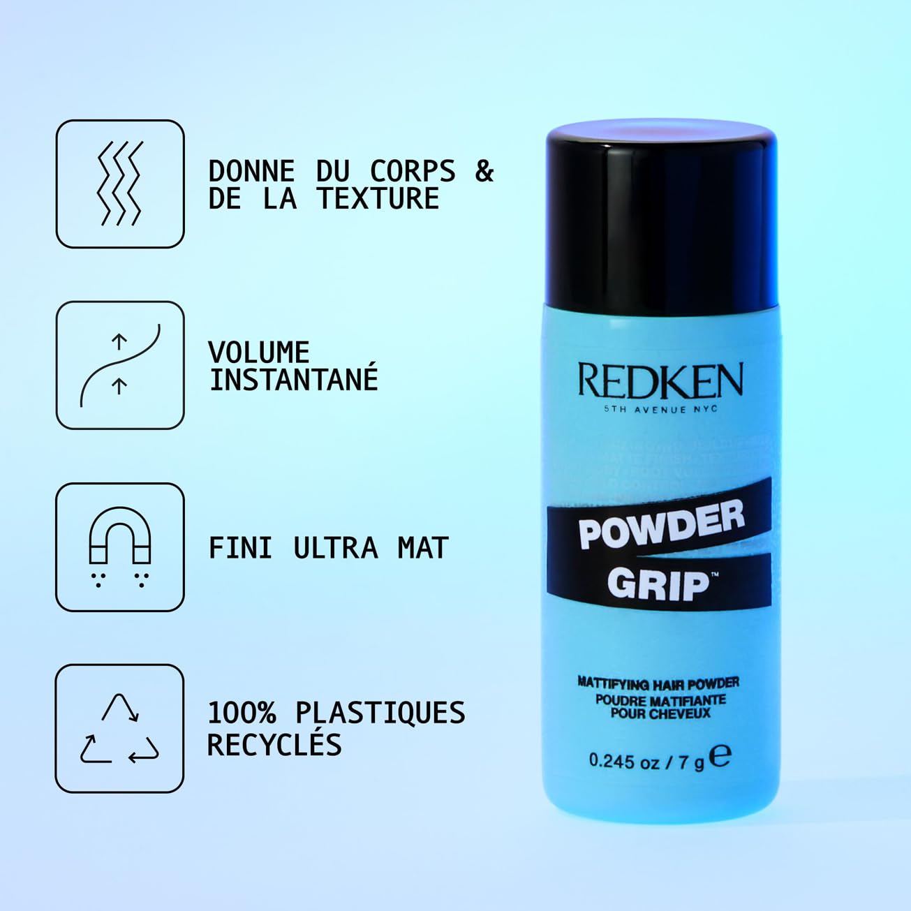 REDKEN - Poudre Densifiante Volumisante - Volume & Texture Instantanés - Formule Légère - Testée Dermatologiquement - Fini Mat - Tous Types De Cheveux - Powder Grip - 7 g