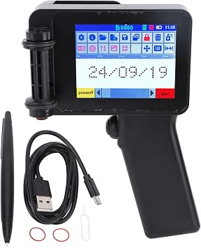 Eujgoov Mini Handheld Inkjet Printer Gun 4.3in HD LED Touch Screen 12.7mm Print Width Without Cartridge for QR Code Barcode