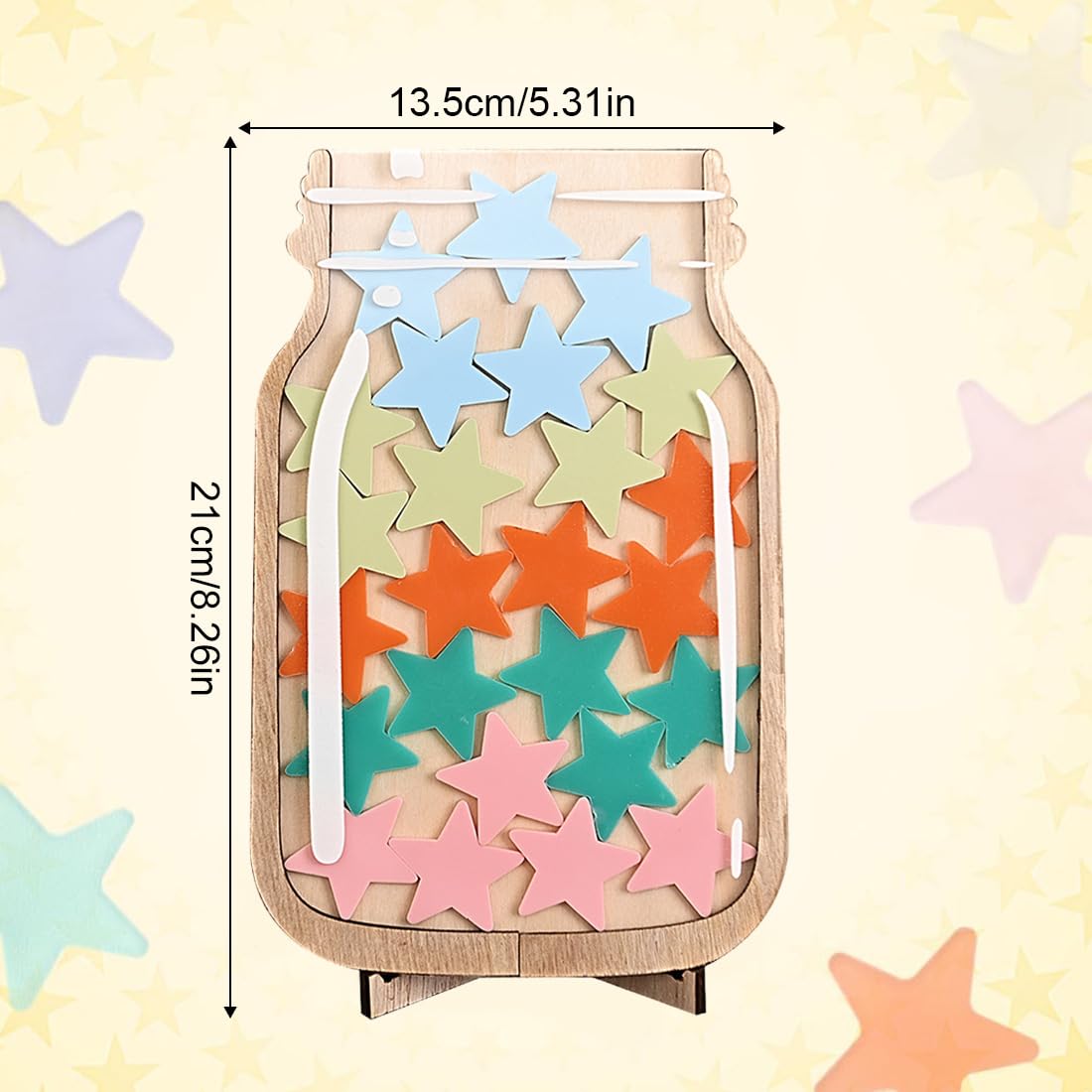 Barattolo delle Ricompense per Bambini CATOR, Barattolo di Stelle in Legno con 25 Stelle, Sistema Ricompense per Bambini e Bambine Routine Quotidiana, Reward Jar