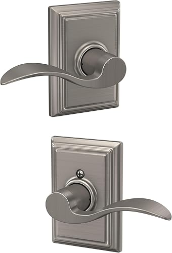 SCHLAGE F10 ACC 619 ADD - Manija de puerta Accent con moldura Addison y cerradura de paso libre para pasillo y armario en nĂquel satinado SCHLAGE F10 ACC 619 ADD - Manija de puerta Accent con moldura Addison y cerradura de paso libre para pasillo y armario en nĂquel satinado