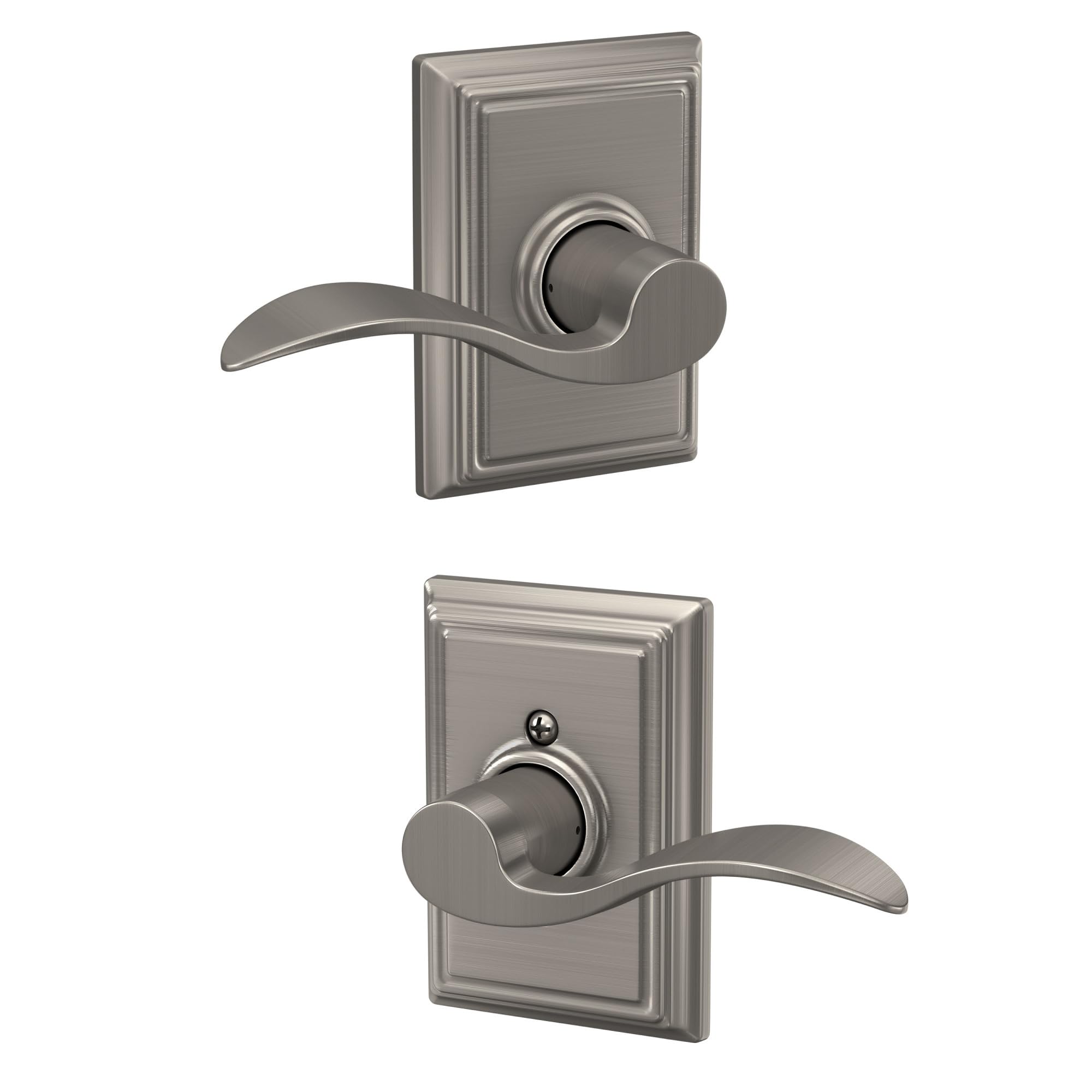 Schlage F10 ACC 619 ADD Accent Door Lever with Addison Trim, Hall & Closet Passage Lock, Satin Nickel