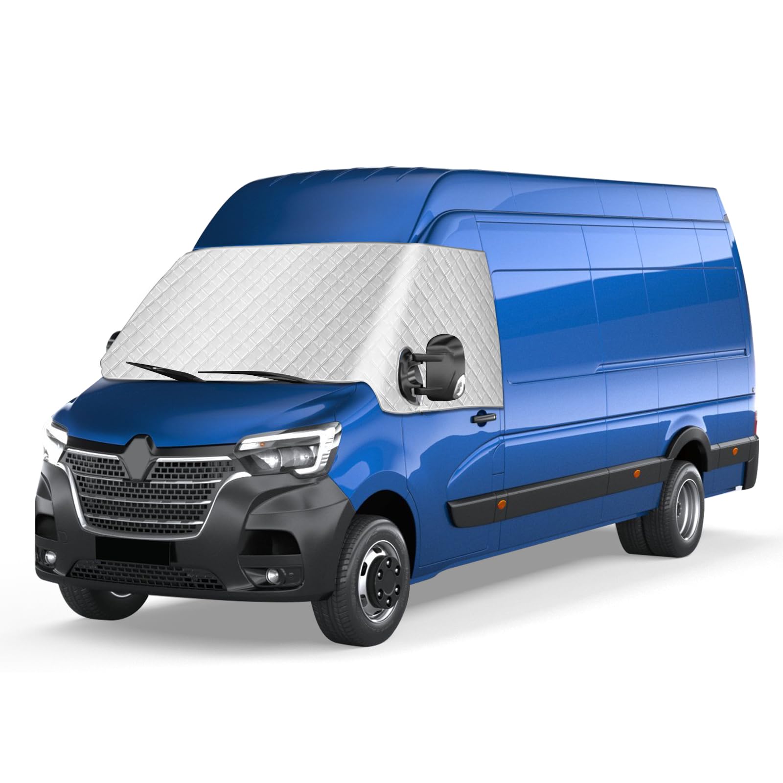 Copertura per parabrezza compatibile con Renault Master 2010-2025, Argentato Anteriore Parasole per Finestrino, Blocca I Raggi UV, Protegge da Vento e Intemperie, Mantiene Il Veicolo Fresco | parabrezza argentato, blocca i raggi UV, resistente alle intemp