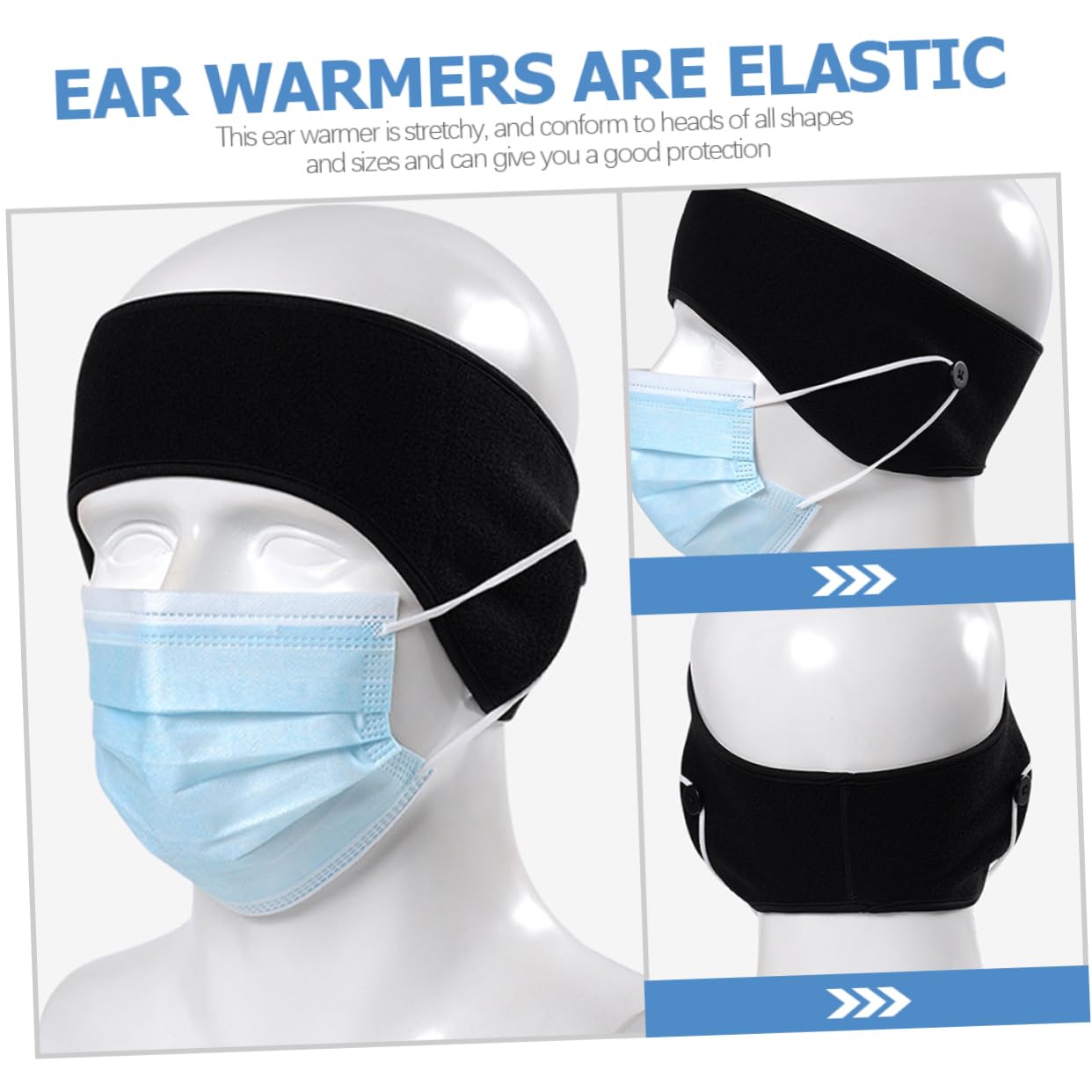 BESTonZON 2sets 3pcs Winter Headband Protective Ear Covers for Sports Comfortable and Windproof Exercise Headdress Elastic Creative Button Design for Men and Women 3pcs*2