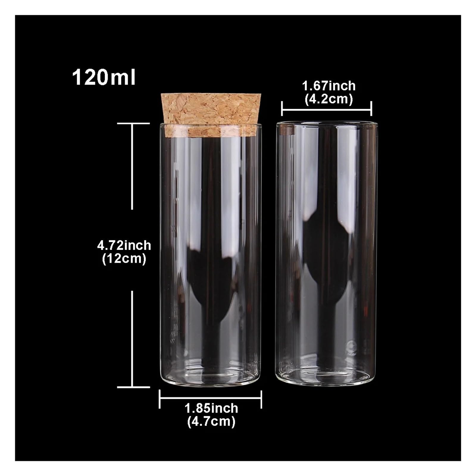 MENGKE Lote de 12 tubos de ensayo de vidrio de 50 ml y 120 ml con tapón de corcho, frascos, viales y recipientes for sal for recuerdos de boda y manualidades.(50ml)