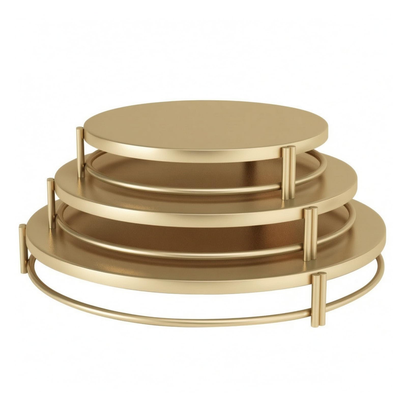 Support Service à Gâteaux en Fer avec Structure Ouverte et Finition Mate pour Buffets et Goûters Entre Amis, Doré