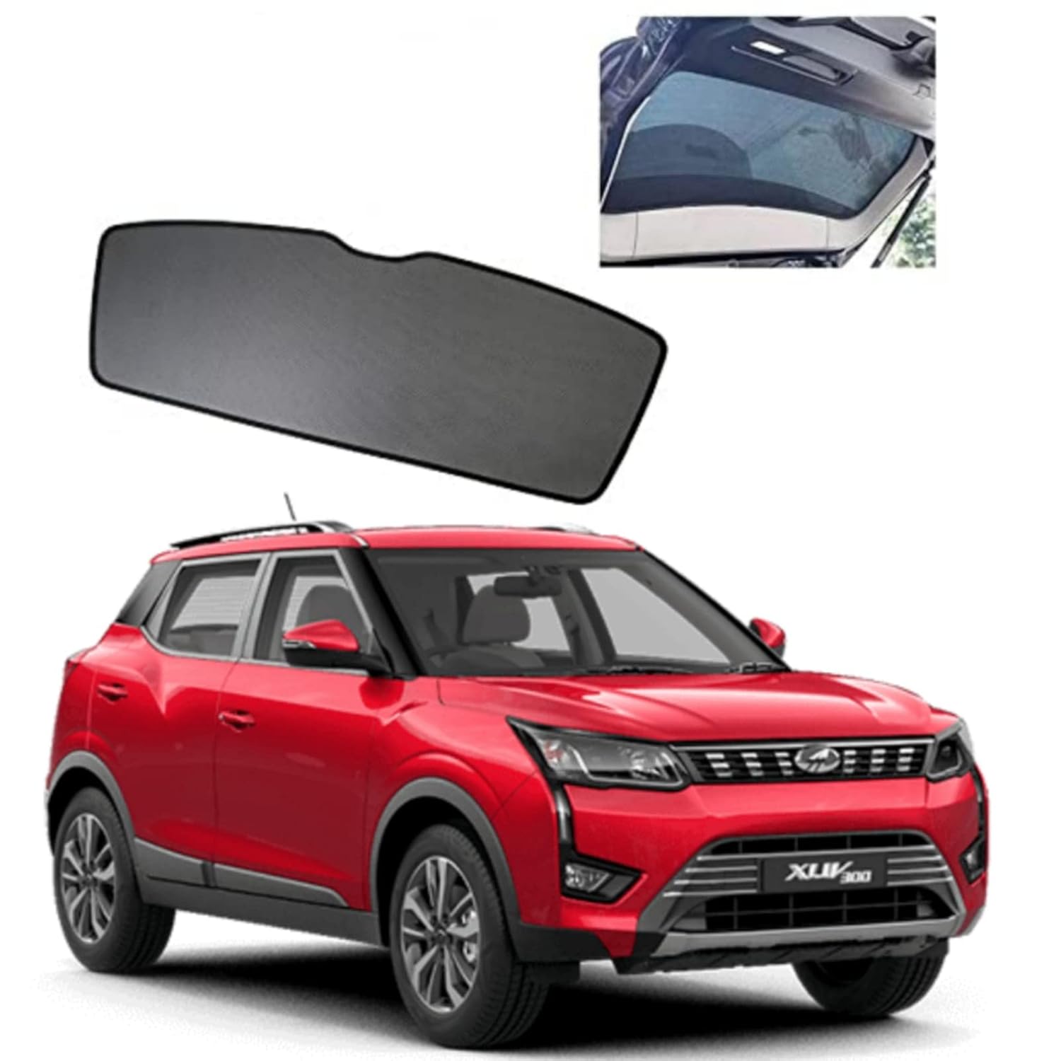 DS ENTERPRISE Car Dicky Sun Shade/Curtain for Mahindra XUV 300 All Models Black Color (Pack of