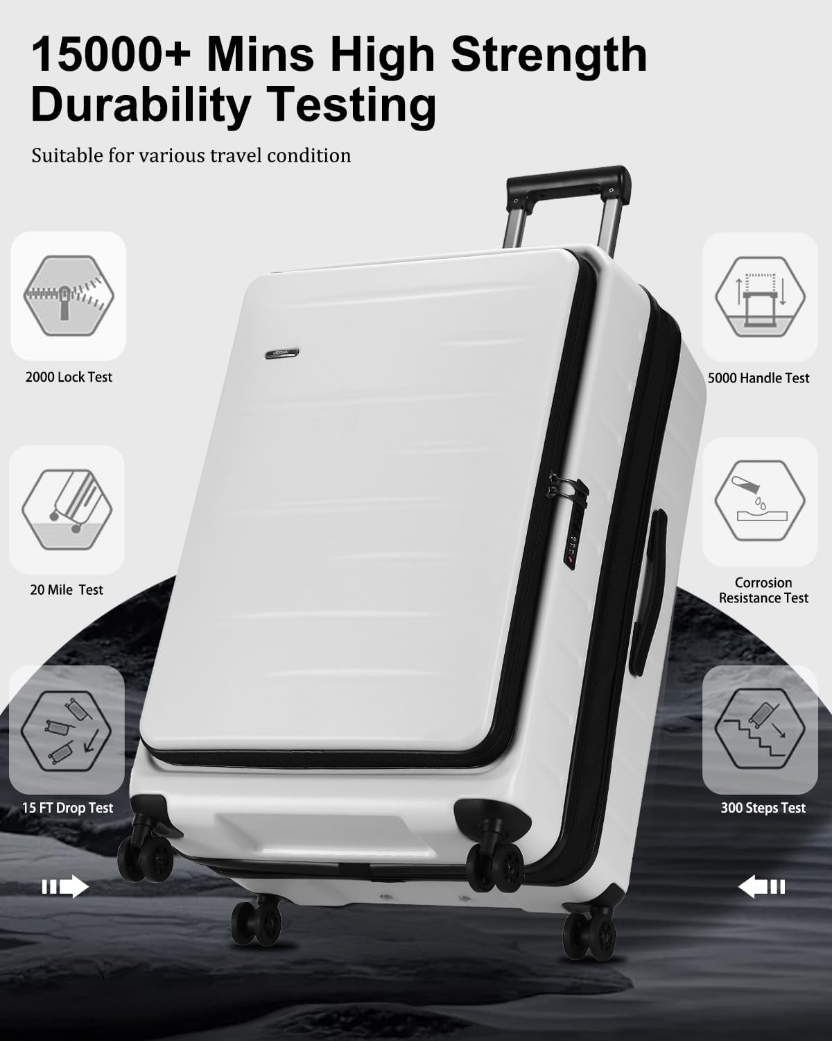 Luggage Sets 2 Pieces, 20 Inch Carry On Luggage and Expandable 28 Inch Checked Luggage with Spinner Wheels, Lightweight ABS+PC Hard Shell Suitcase with Front Opening, TSA Lock (White, 20/28) - Image 7